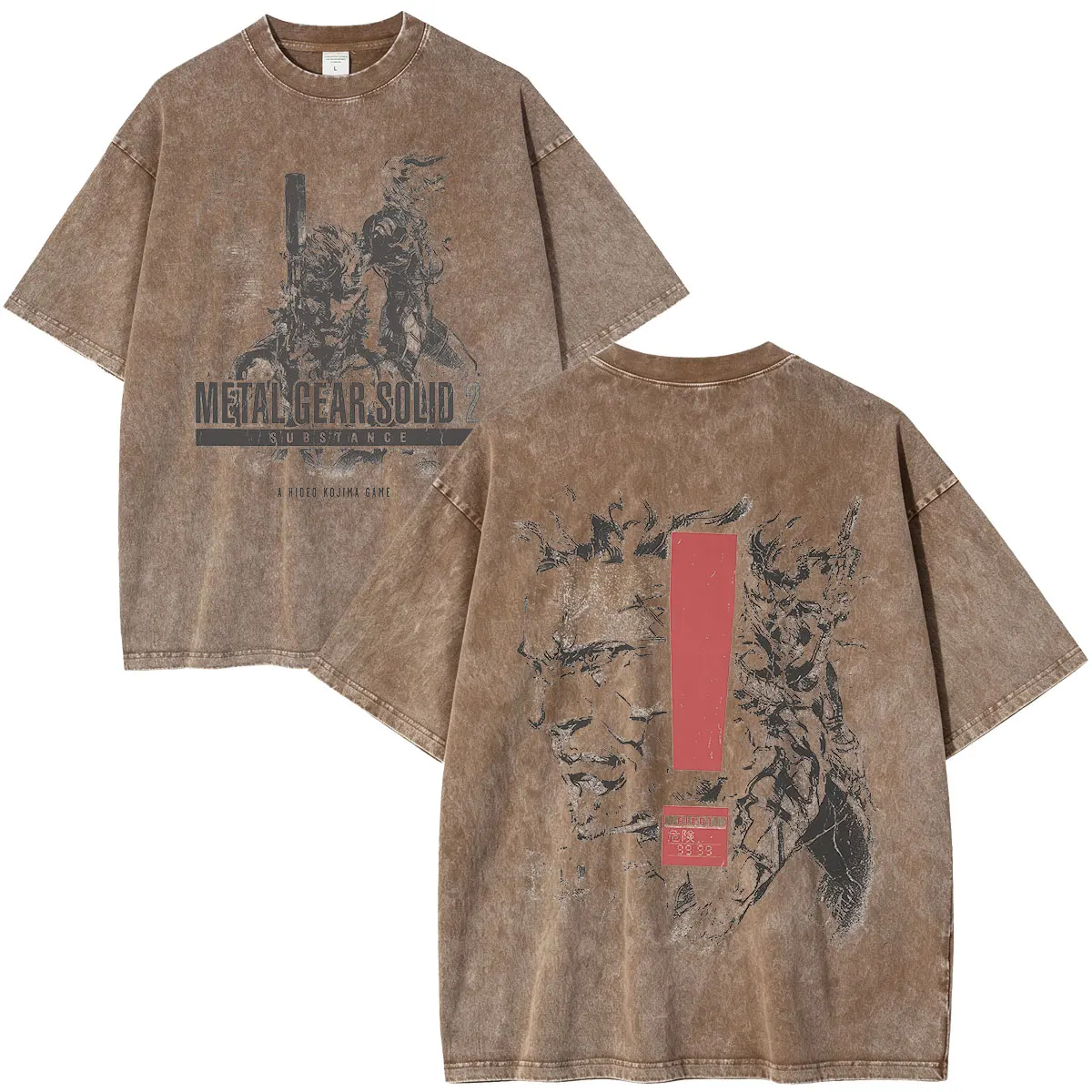 Metal Gear Solid 2 Substance MGS2 Solid Snake Raiden Game Vintage Washed T-Shirt Herren Damen Kleidung Mode Kurzarm T-Shirt – Detail 4