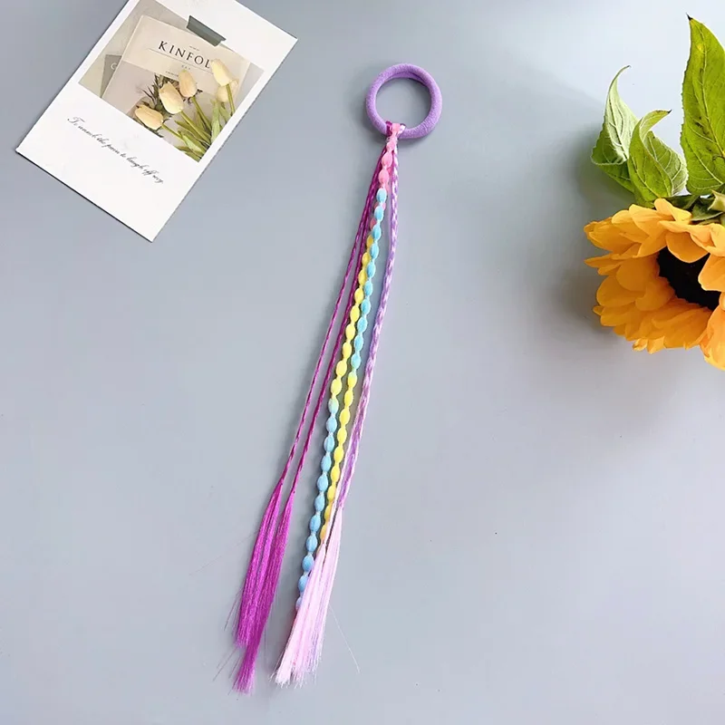 1 قطعة حلية شعر للأطفال جميلة الفتيات شعر مستعار مضفر ذيل حصان عقال المطاط العصابات الشعر إكسسوارات الشعر للفتيات