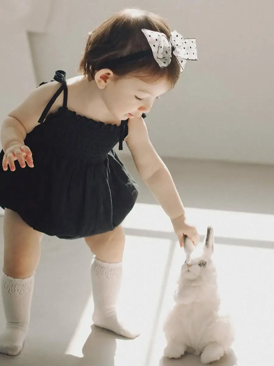 

Baby Girl Summer Lightweight Cotton Rer Svel Pantl Outfit Thin Strap Bodysuit Pure Cotton e Cler Suit