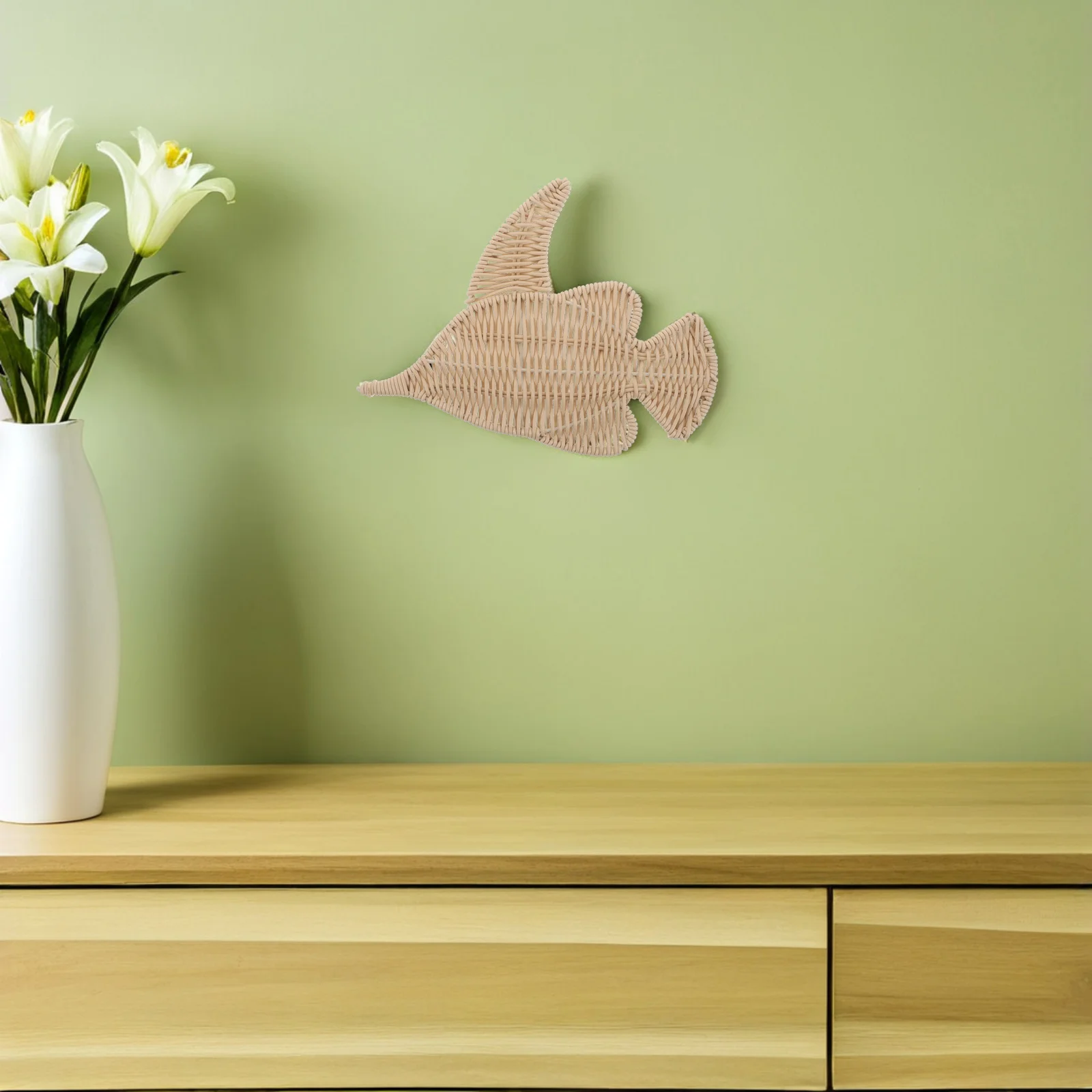 

Tropical Fish Decor Hand Woven Faux Rattan Fish Wall Hanging For Coastal Bathroom Beach House Patio Garden Indoor Outdoor