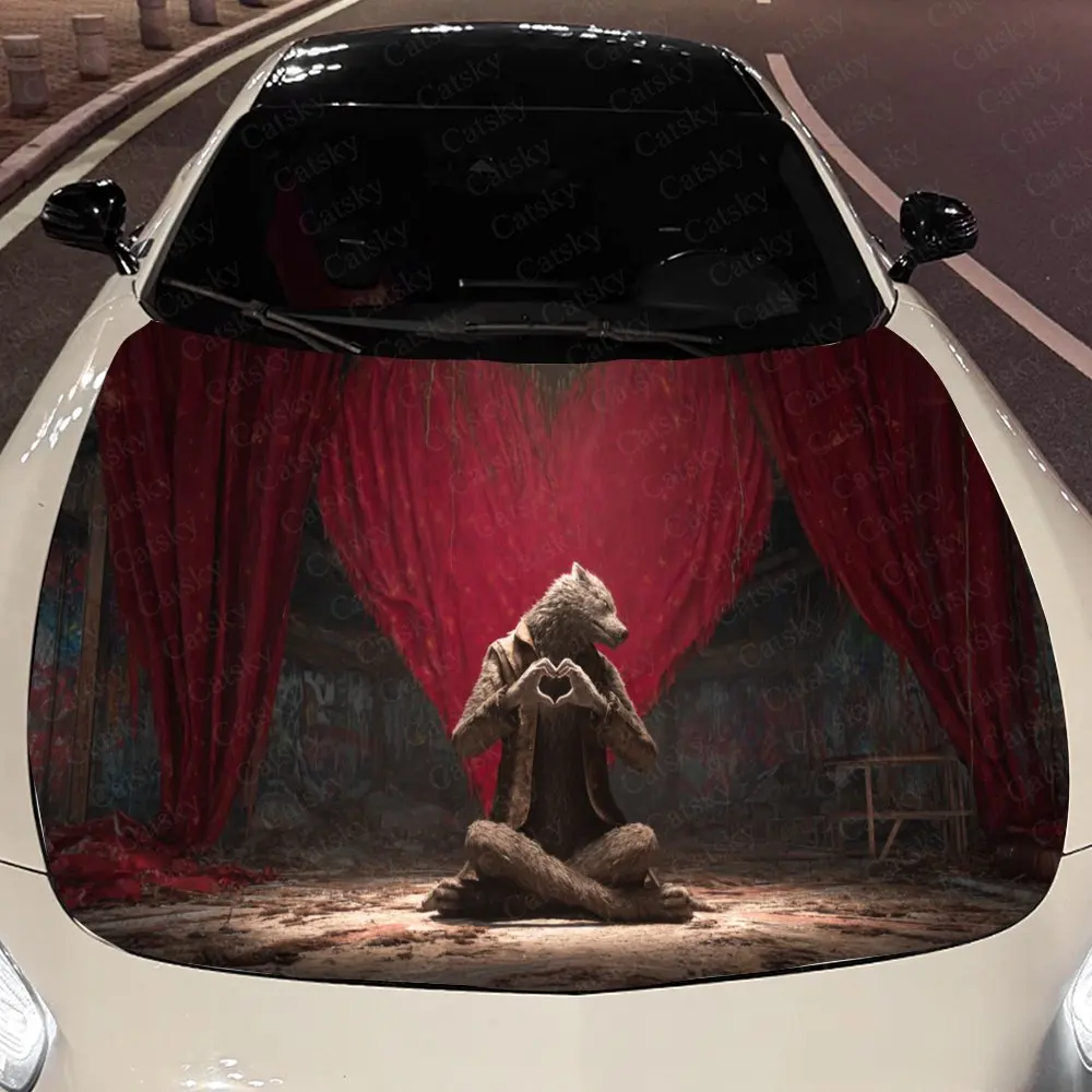 

Enchanting Heart Wolf Auto Cover Sticker, Waterproof and Self-adhesive Auto Hood Decal, Auto Vinyl Wraps, Cool Car Exterior Deca