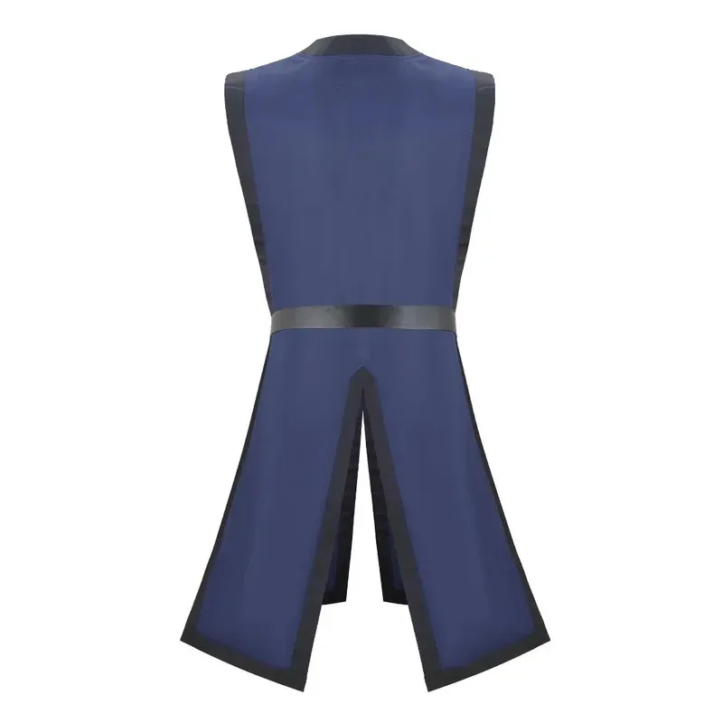 Camisa tipo túnica vikinga Medieval, cuello en V, sin mangas, con cinturón, actuación de Cosplay renacentista, disfraz de fiesta de Halloween, traje de guerreros 5f