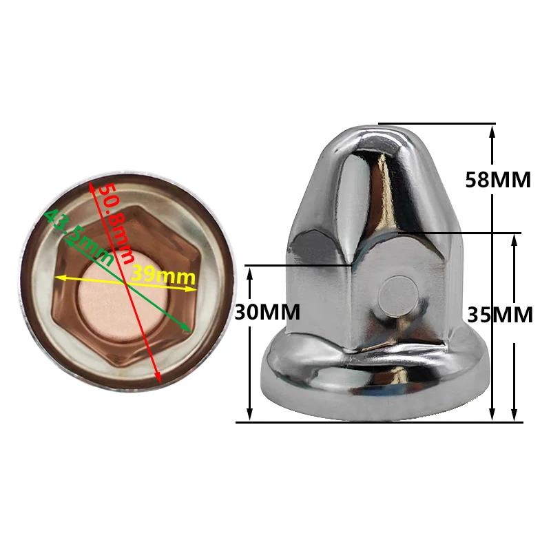 Wheel Nuts Covers 38mm Metal Chrome Plating Universal Bolt Head Protection Cap External Decorative Wheel Rim Screw Trucks Bus