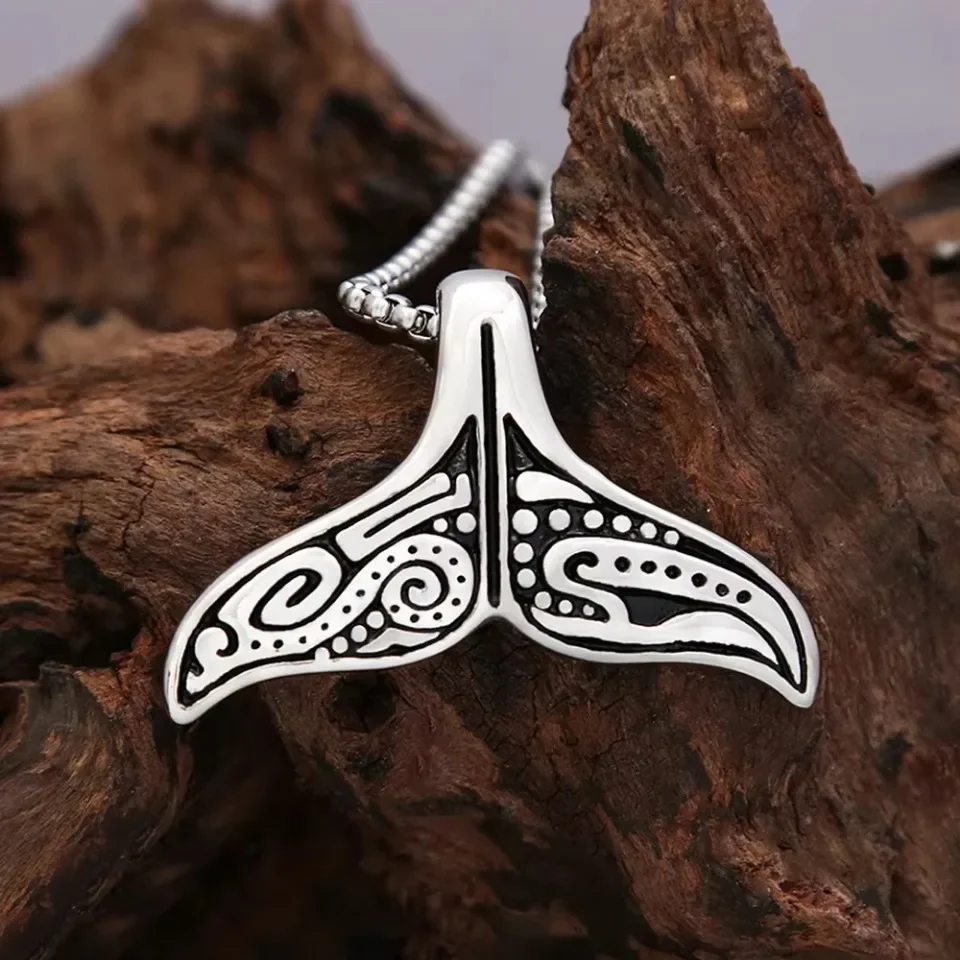 Vintage-Mode Schöne Whale Tail Anhänger Halsketten Für Männer Frauen Edelstahl Punk Rock Biker Kette Halskette Partei Schmuck
