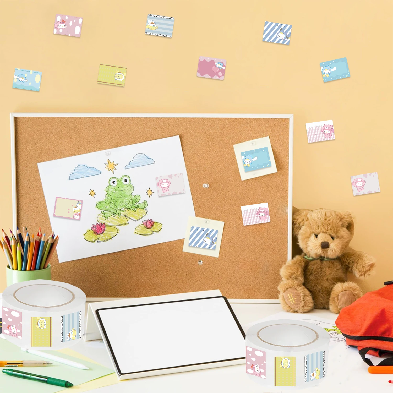 500 sztuk Sanrio rolka naklejek Cute Cartoon etykiety uszczelniające do butelek na wodę Loptop deskorolka czasopisma rzemiosło naklejki winylowe naklejki