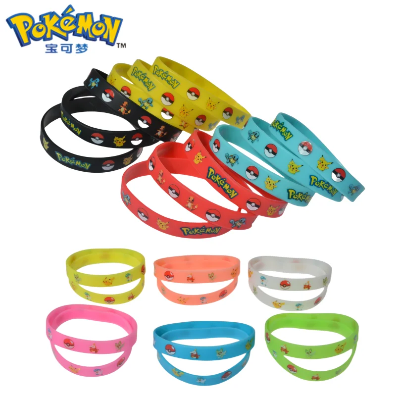 Anime Pokémon Cute Pikachu Charmander Squirtle Silicone Bracelet Cartoon Characters Children\'s Bracelet With Party Toys Gifts