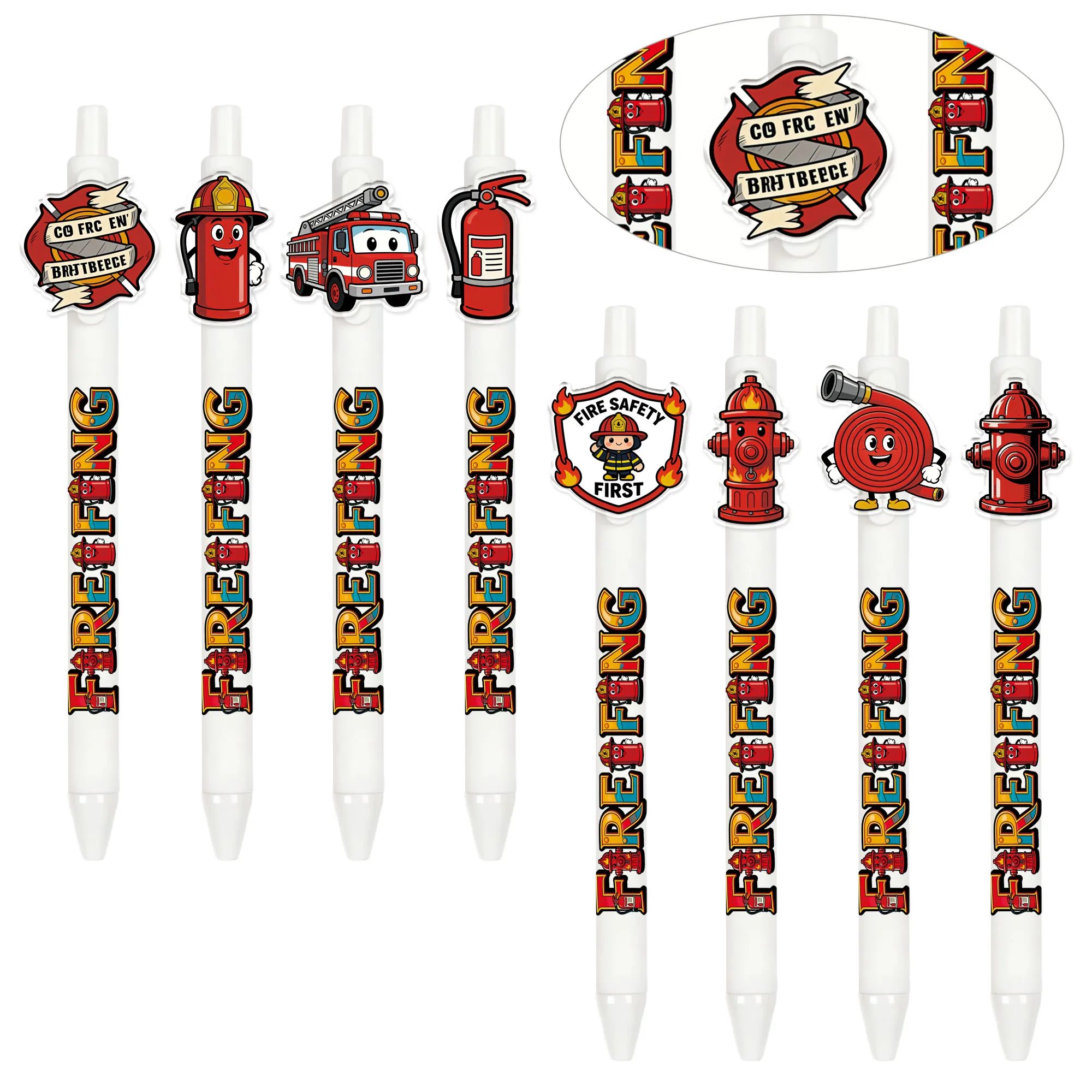 

8 pieces / 12 pieces fire-themed ballpoint pens. Fire safety education office writing pens. Fire safety Yongxiong gift pens.