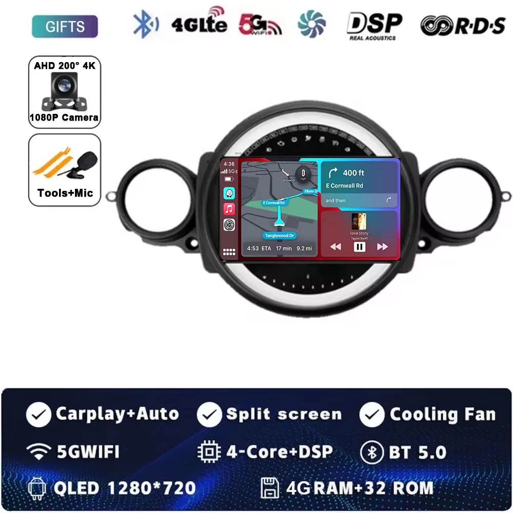 Android 15 Voor BMW MINI COOPER R56 R60 2007-2014 2 K QLED Android Autoradio Multimedia stereo Speler AI Voice CarPlay Head Unit