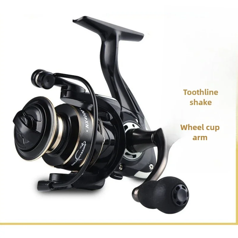 Lightweight Swivel Reel 2000 3000 4000 5000 6000 7000 Coil 5.2:1 Bait Fishing Reel Tackle for Trout, Bass, Barracuda, Pike Perch