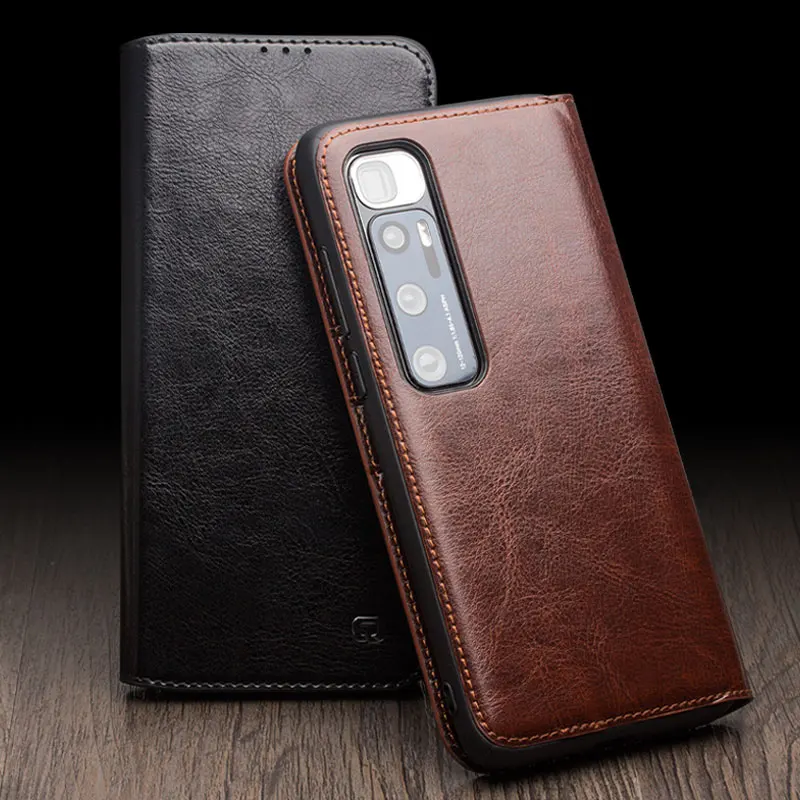 

Qialino Real Flip Leather Phone Cover For Xiaomi Mi 11 10 Mi11 Pro Ultra Business Card Slot Wallet Pocket Function Phone Case