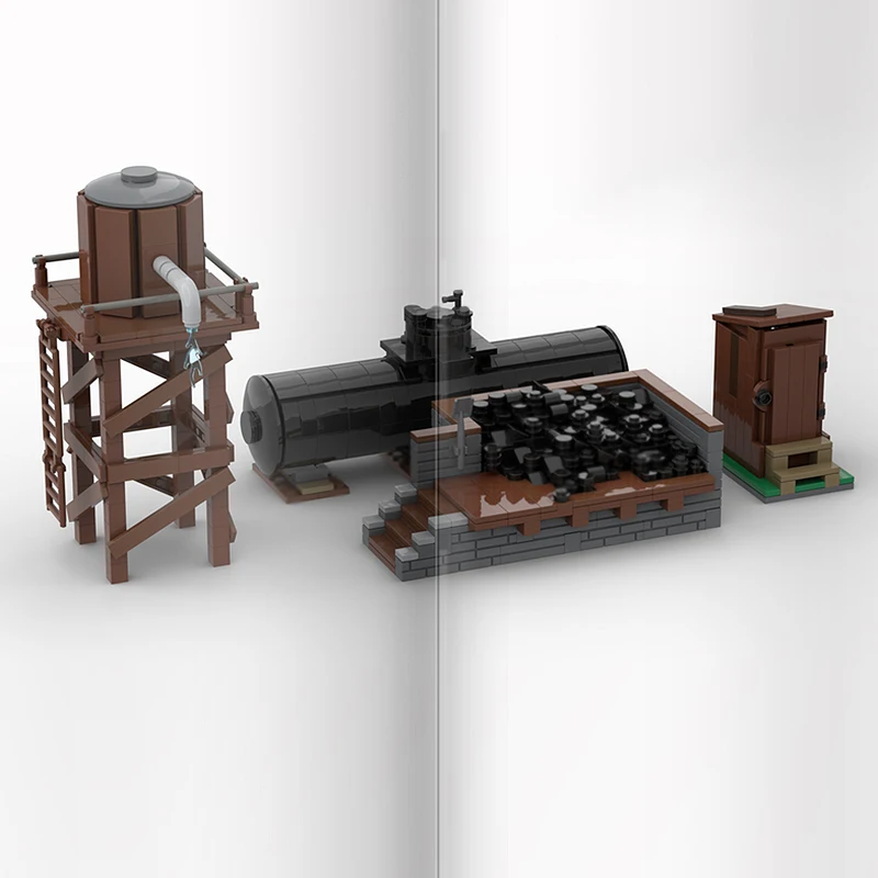 City Car Model MOC Building Bricks Railroad Engine Service Facility Modular Technology Children Holiday Gifts Assemble Toys Suit