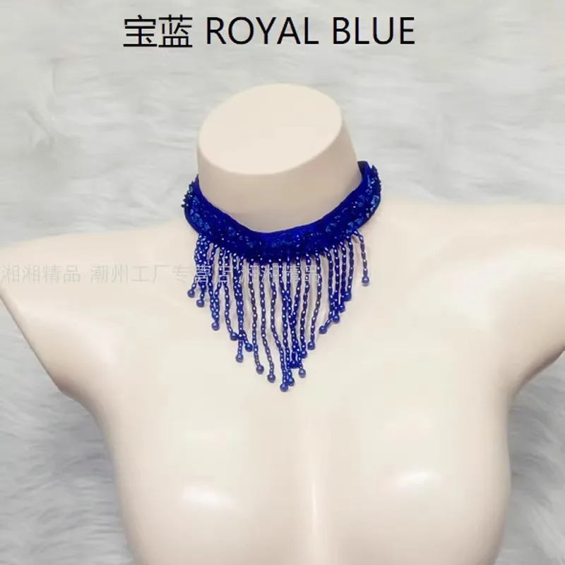 맞춤형 새로운 수제 구슬 목걸이 다목적 경쟁 배꼽 라틴 댄스 목걸이 무대 공연 액세서리 벨리 댄스