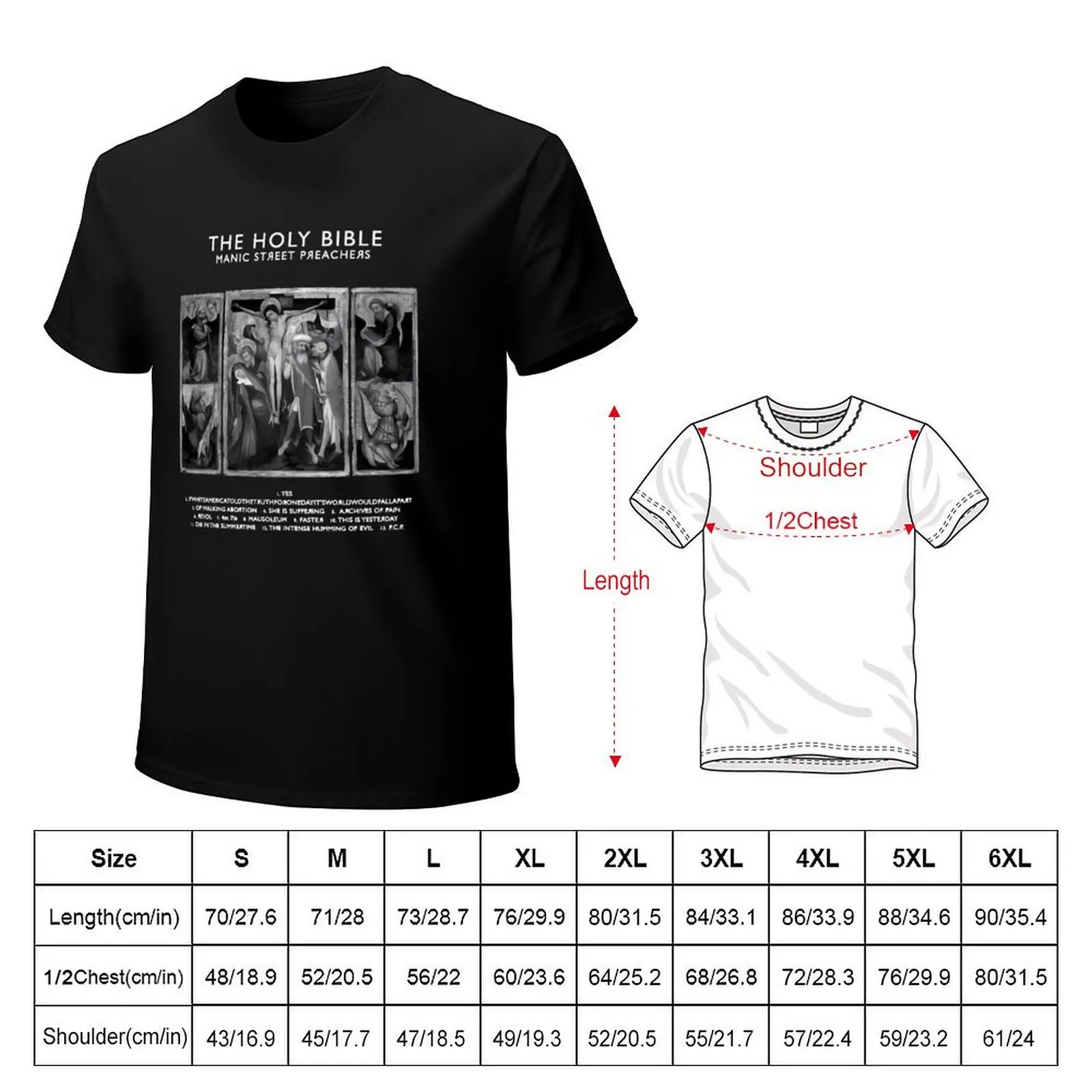 Manic Street Preachers Holy Bible Alt Cover T-Shirt Big Size Short Sleeve Tee for Men