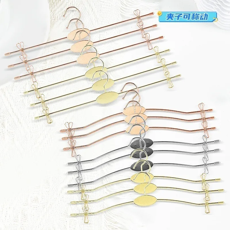 

10Pcs Adjustable Metal Lingerie Hangers with Clips Non-Slip Bra Underwear Panties Display Hangers for Clothing Store Home Use