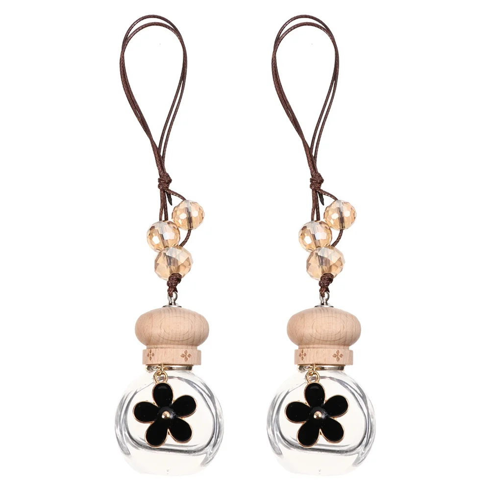 

2Pcs 6ml Glass Car Scent Diffuser Bottles Hanging Essential Oils Perfume Pendant Elegant Air Freshener Interior