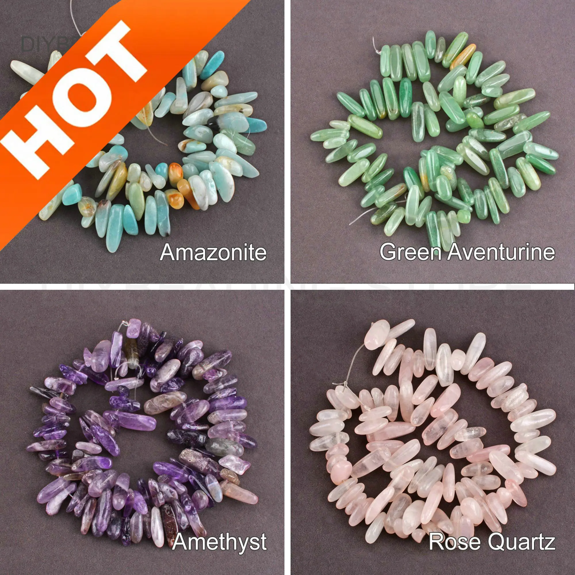 Stone Teeth Chips Beads Lots Wholesale Natural Rose Quartz/Amethyst/Picture Jasper/Howlite Semi Precious Stone Irregular Chips