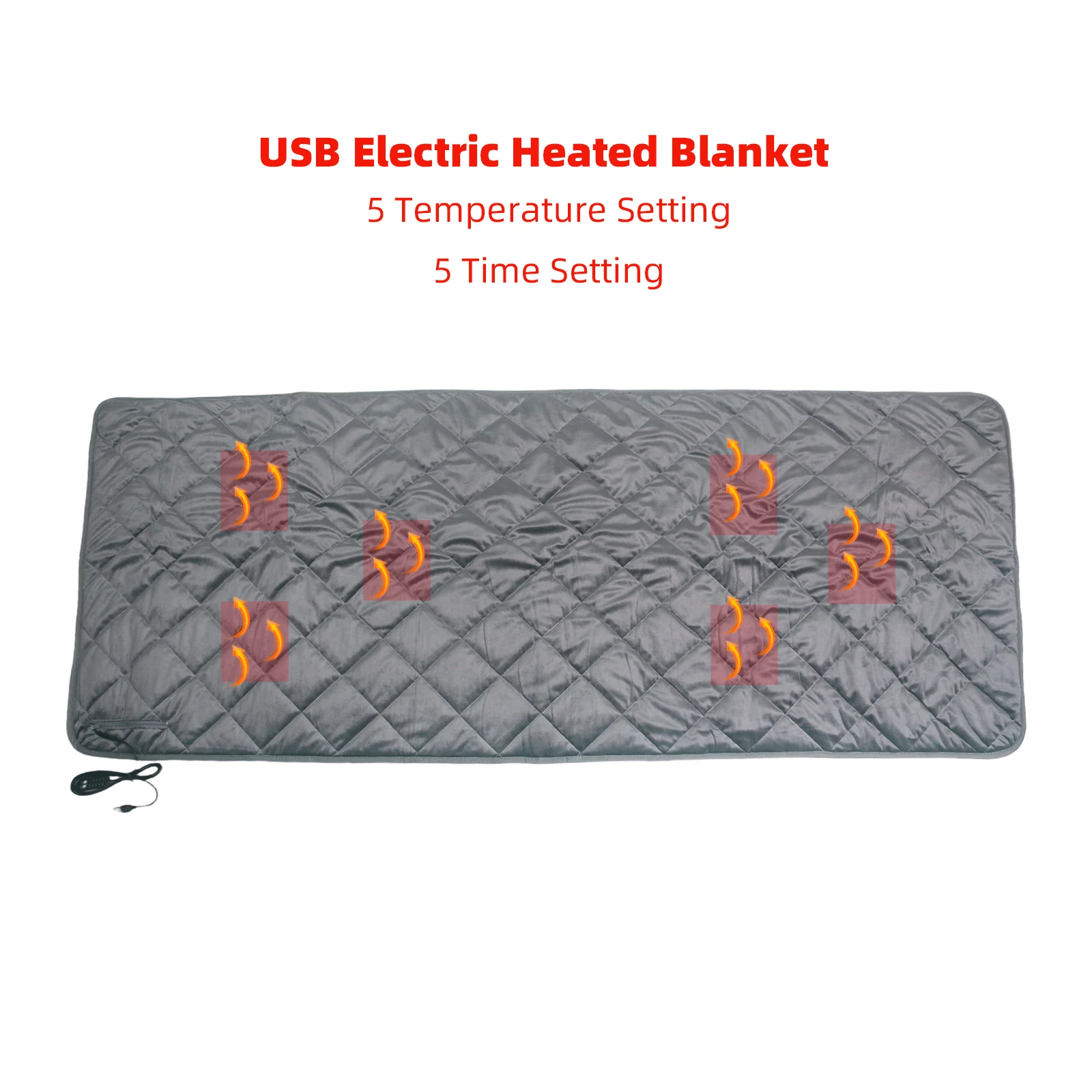 

5V USB Electric Heating Pad For Sleeping Bag Electric Blanket Heated Mat 5 Level Temperature Setting for Outdoor Camping