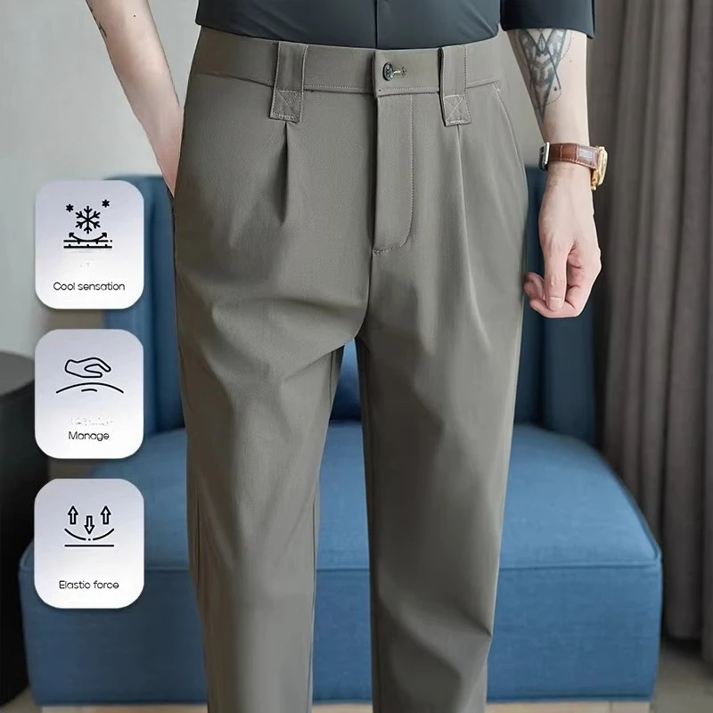 

Sorona® Men's Elastic Waist Dress Pants – Lightweight, Wrinkle-Free & Breathable for Office/Casual (Multiple Colors/Sizes)