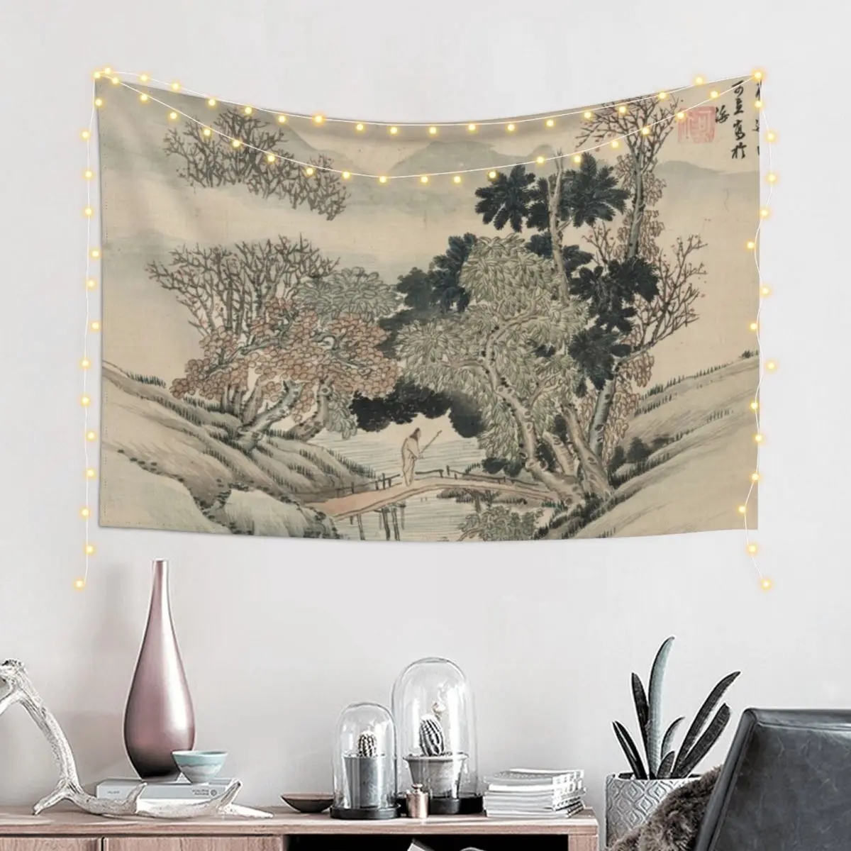 

Vintage Japanese Landscape Painting Tapestry Decor For Room Carpet On The Wall Tapestry