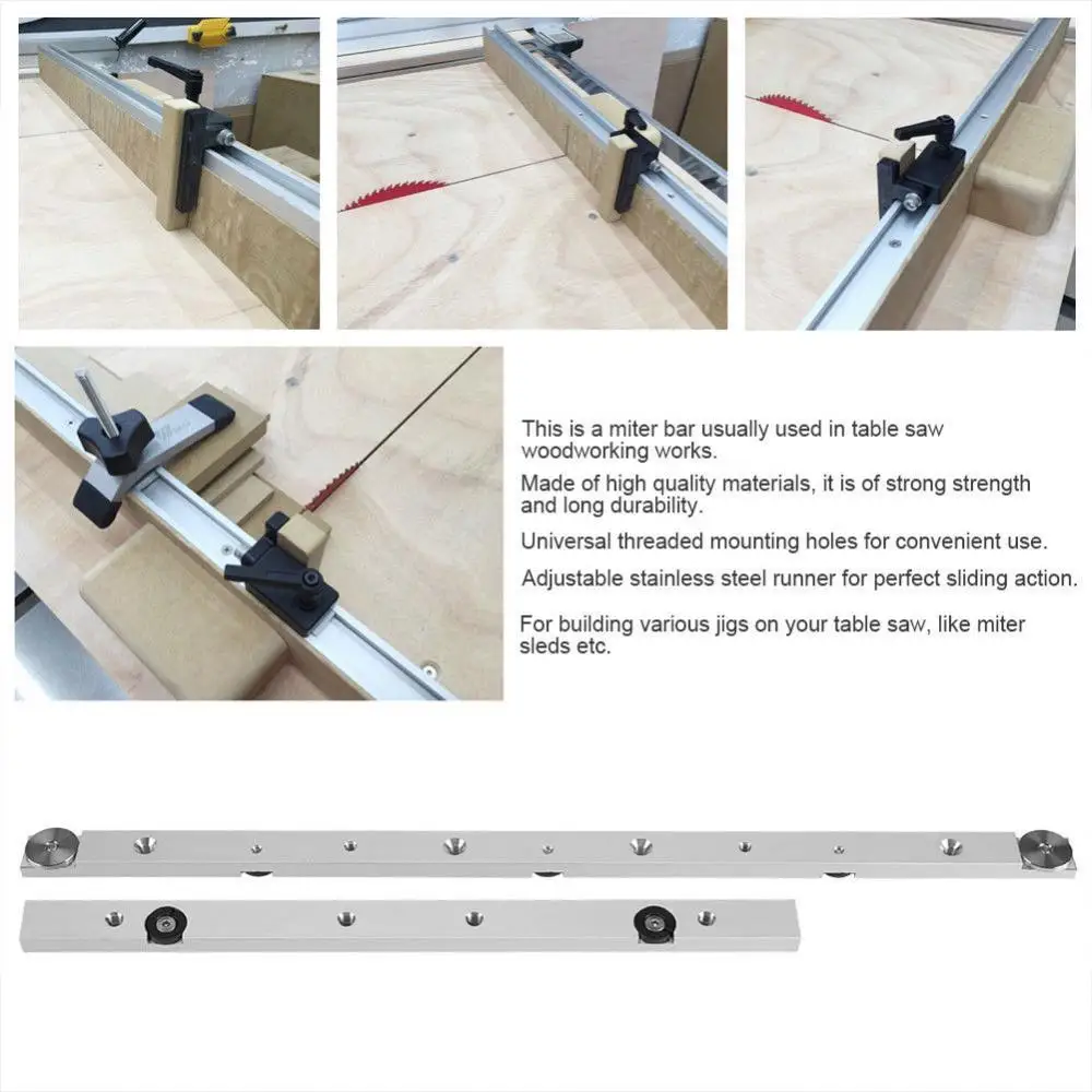 Precision Mitre Slot Bar Alloy Miter Slider Jig and Fixture Rail for Table Saw Jig Building Use