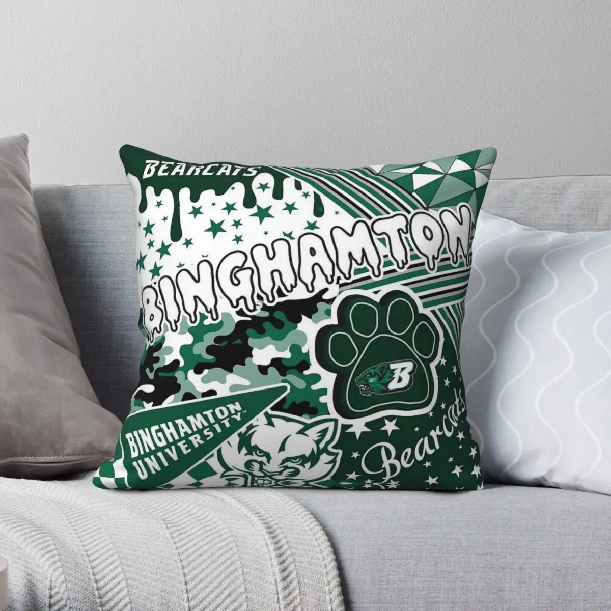 

Binghamton University Pillowcase Polyester Linen Velvet Printed Zip Decorative Pillow Case Home Cushion Cover 45x45