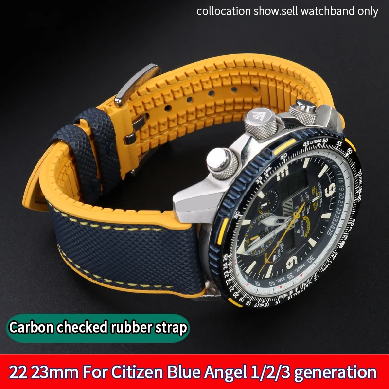 For Citizen Blue angel second Three generation Men watch Strap AT8020 JY8078 8085 Eagle In The Air nylon rubber watch band 22 23