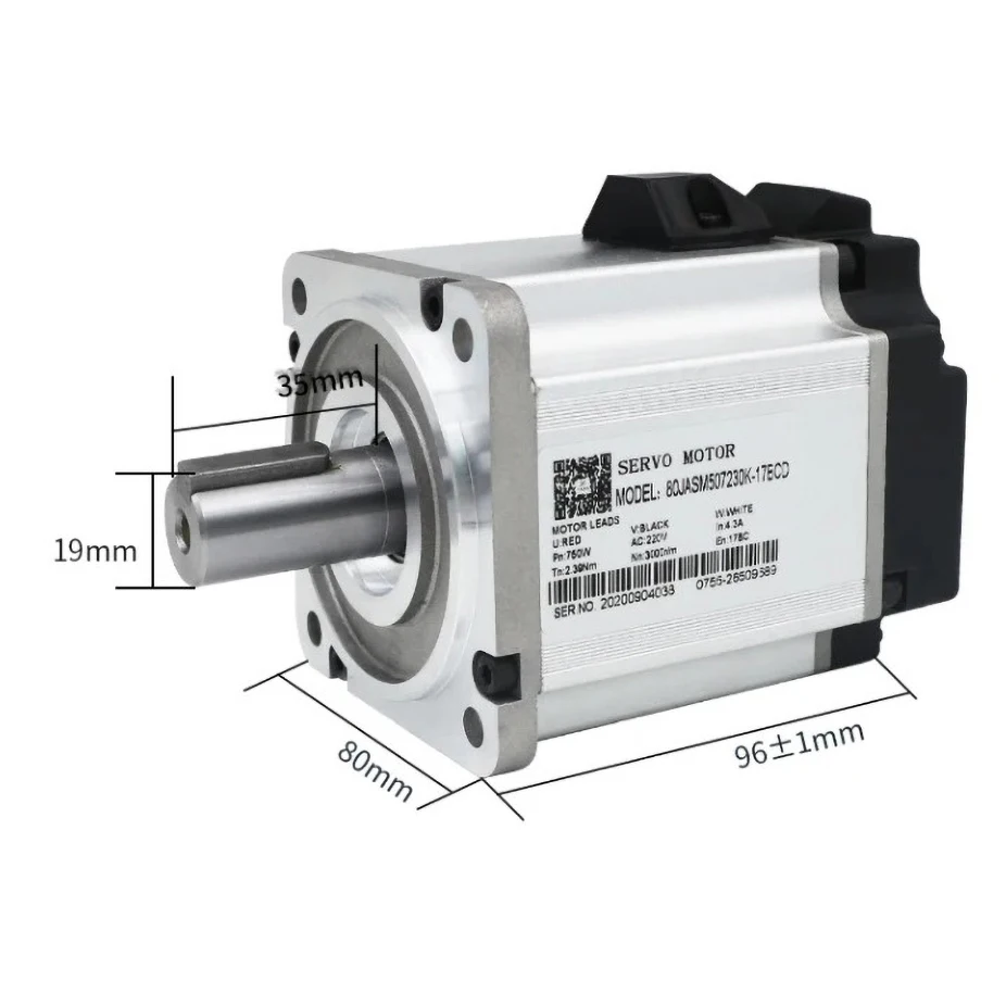 Jmc 80jasm507230k-17bcd + jand7502-20b 750w 0.75kw 3000rpm 2.39nm 80mm 220v محرك سيرفو يعمل بالتيار المتردد مع سائق 17 بت التشفير المطلق