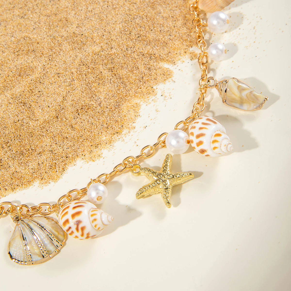 Docona Bohemian Sea Star Conch Waist Chain Women Summer Beach Party Shell Imitation Pearl Body Chain Holiday Accessories image 5