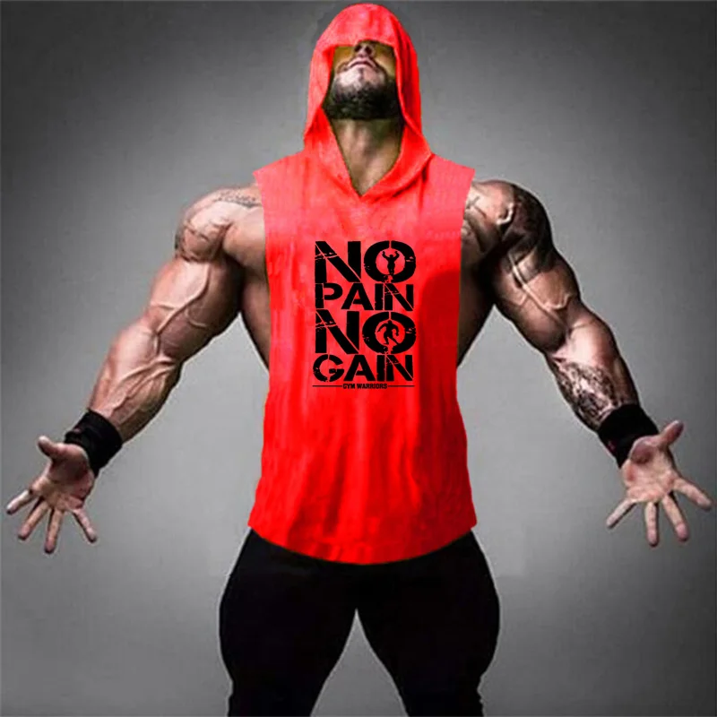 Herren Bodybuilding Ärmellose Kapuzenshirts Sommer Lose Baumwolle Hip Hop Atmungsaktive Tank Tops Gym Workout Fitness Muskel Hoodie