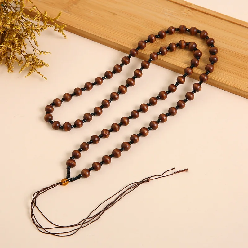 المسيح يسوع خشبية BeadsWomen الرجال مطرز قلادة طويلة موضة البوذية الصلاة اليوغا مجوهرات اليدوية DIY بها بنفسك مجوهرات اكسسوارات 5p #1