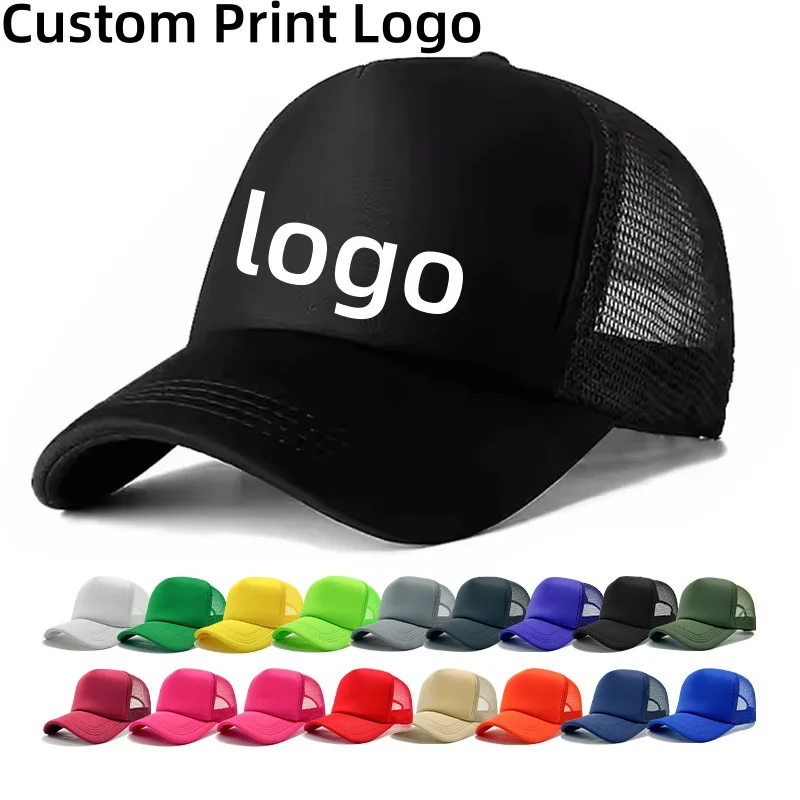 Customized Printed Logo Unisex Cap Casual Plain Baseball Cap Adjustable Snapback Hats Hip Hop Trucker Cap