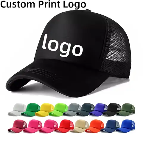 Customized Printed Logo Unisex Cap Casual Plain  Baseball Cap Adjustable Snapback Hats Hip Hop Trucker Cap
