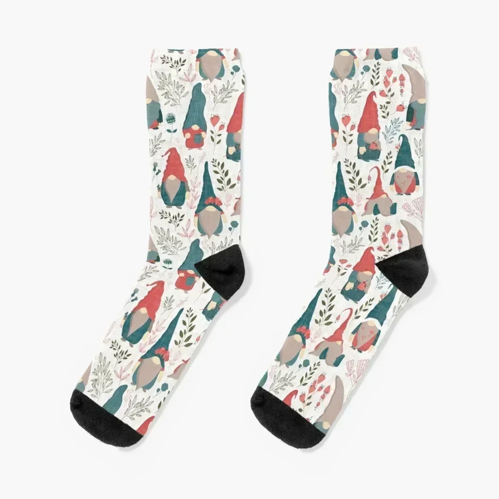 

Floral Gnomes Socks bright garter funny sock retro Socks Men's Women's
