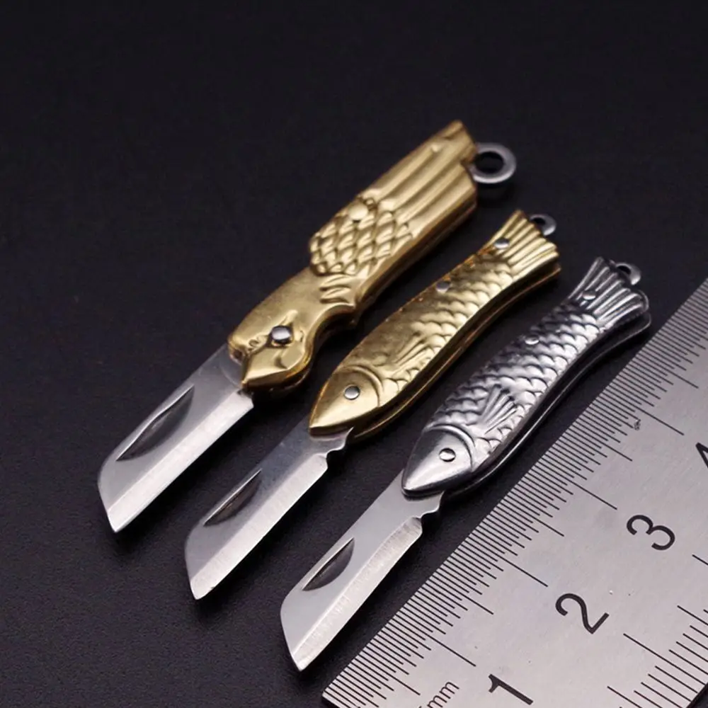 Portable Stainless Steel School Office Supplies Carton Opener Keychain Multifunction Mini Folding Knife Skin-Peeler