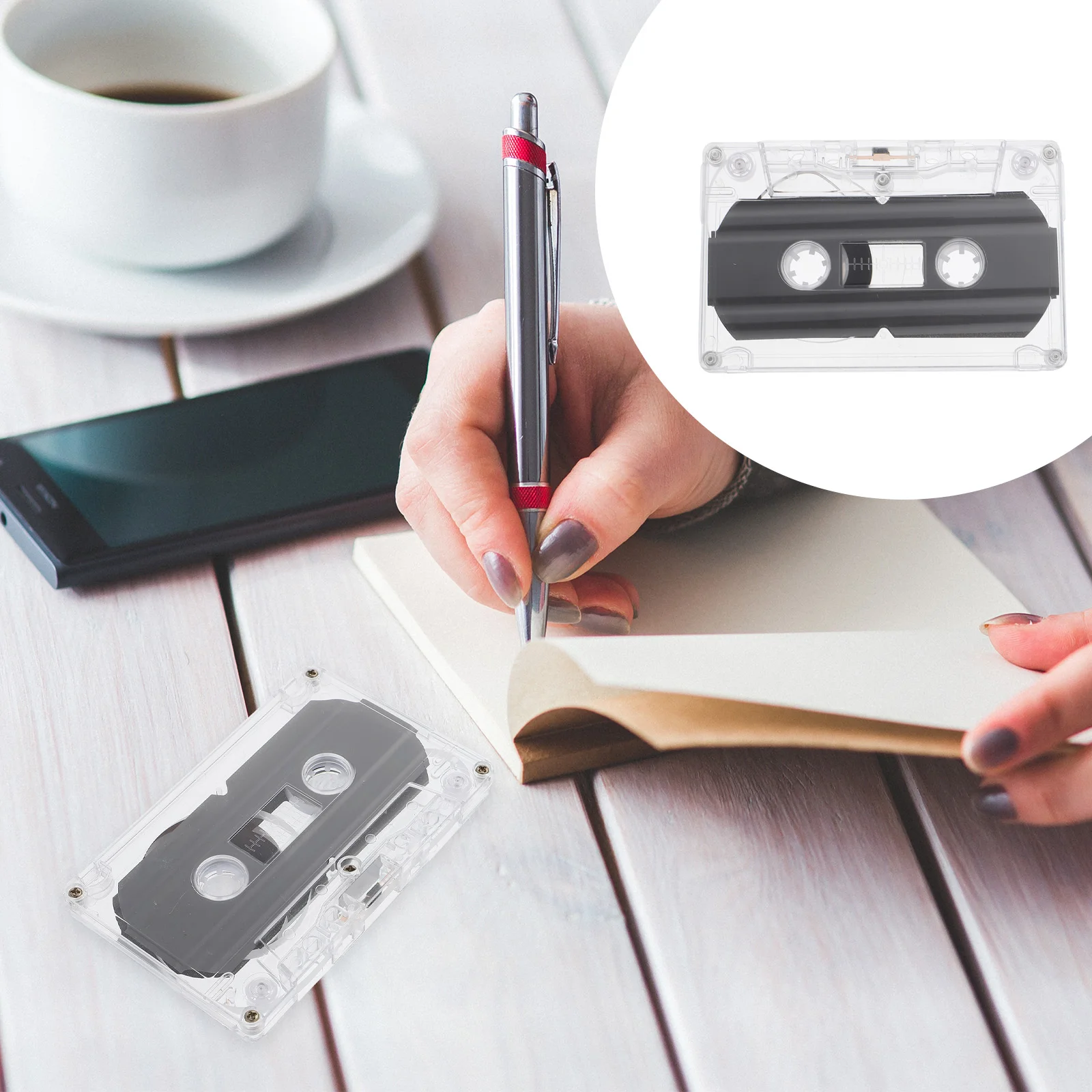 2 Pcs Audio Tape Visible Cassette Replace Voice Recording 30 Minute Cassettes Plastic for Mixtape Low Noise