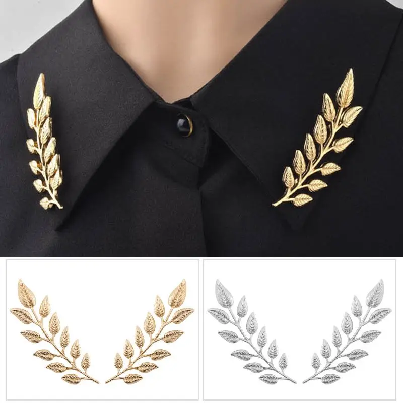 Boutons de manchette minimalistes et frais en forme de feuille, style européen et américain, épingles de col de chemise en forme de feuille, accessoires de chemise