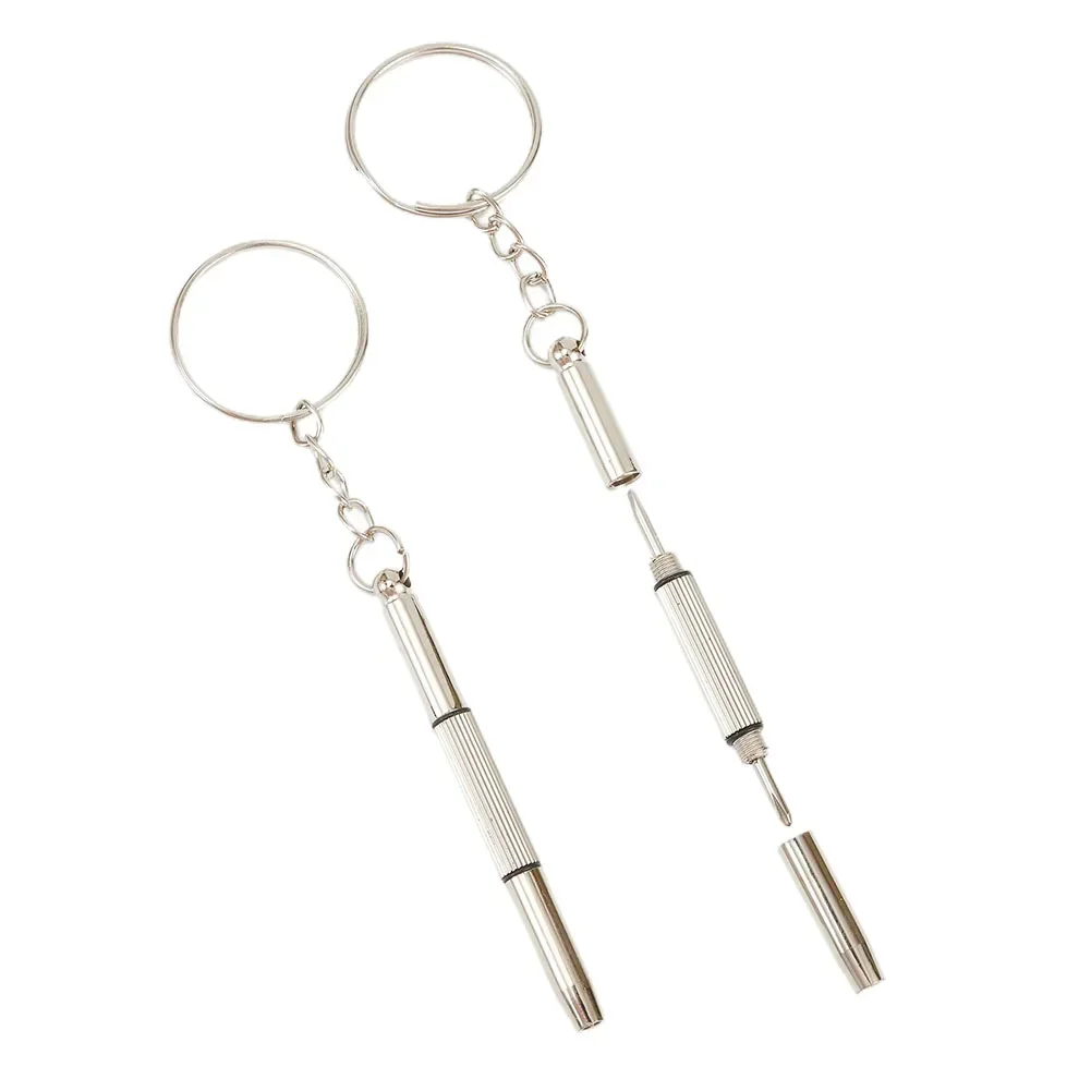 2PC Mini Screwdriver 3in1 Glasses Phone Watch 1.7/2.6mm Hex Slotted Screwdrivers Screw Repair Tool Keyring Keychain For Phillips