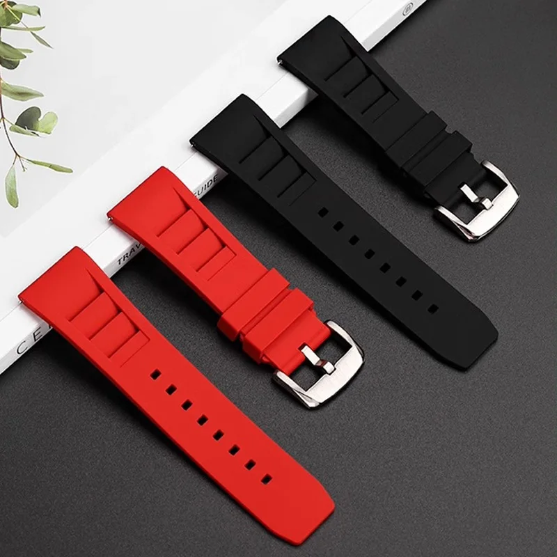 For GeYa Edition Great Wall 8253G 8251G Series Silicone Watch Strap 26mm Wristband Red Black Breathable Outdoor Sport Bracelet