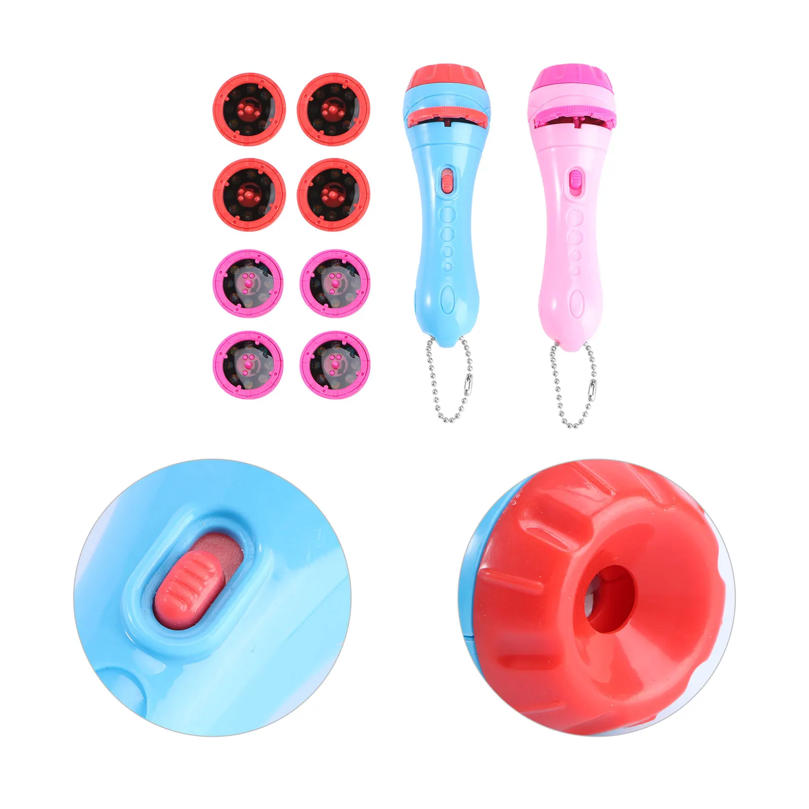 

2pcs Kids Flashlight Projector Educational Slide Lamp Stem Gift For Children Material Develop Brain Skills Funny Optical