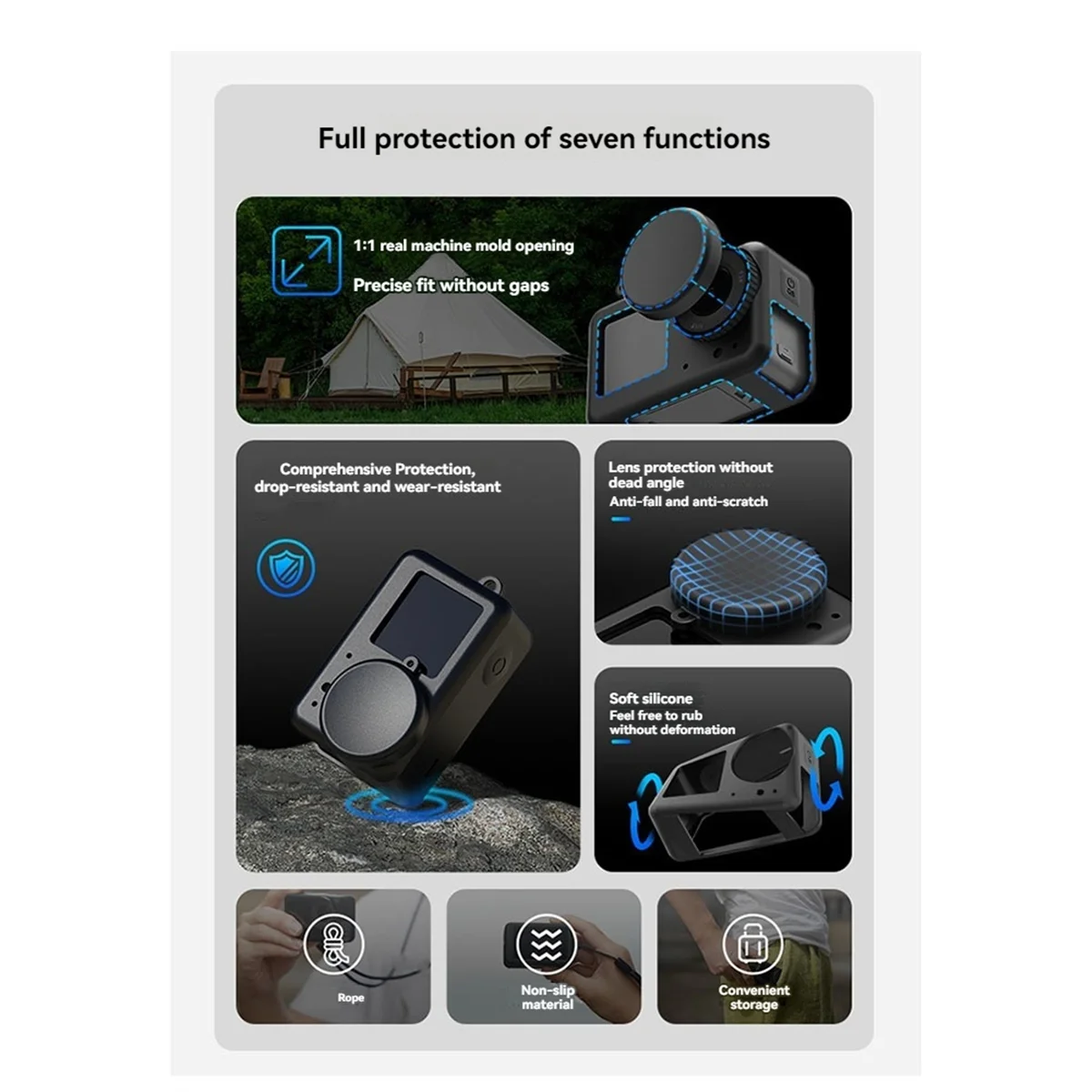 

M86K Silicone Protective Sleeve Cover for Action 5/4/3 with Anti-Lost Lanyard Camera Len Protector Cap