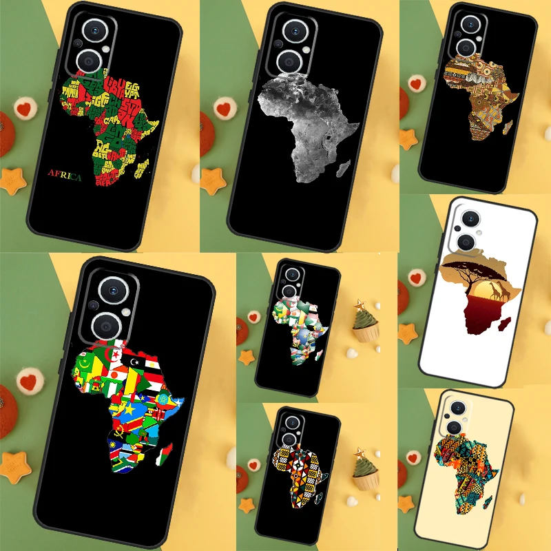 Coque de téléphone motif carte de l'Afrique et géographie, étui pour OPPO Reno 11F 4Z 5Z 8T 10 Pro 4 6 7 8 5 Lite OPPO Find X6 Pro X2 bery X5 Lite