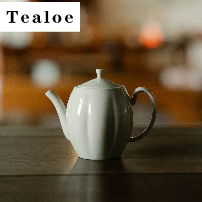 120ml Retro Grass Wood Ash Porcelain Teapot Luxury Petal Pot Chinese Tea Brewing Kettle with Ball Hole Tea Tableware Decoration