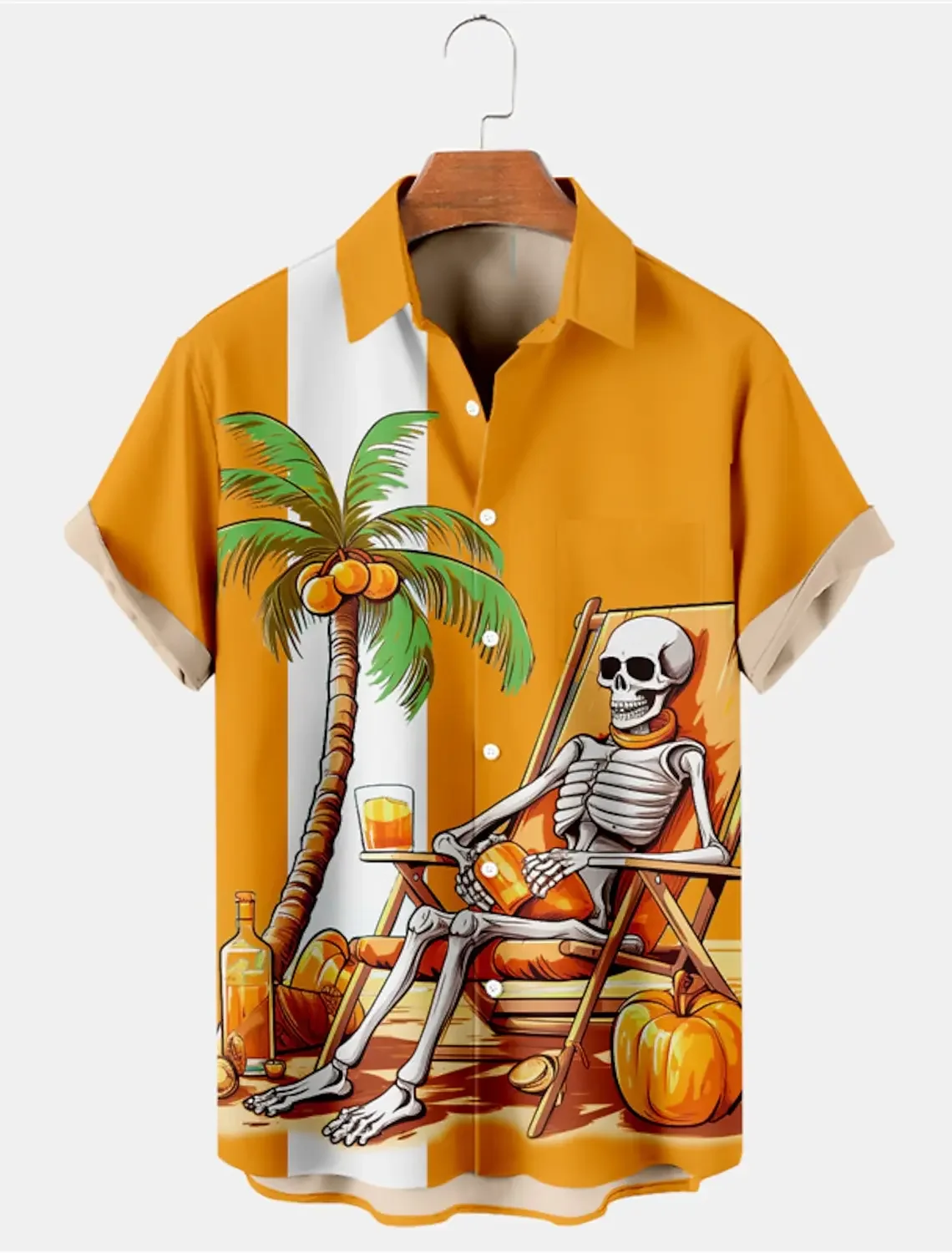 

3D printed men's shirt sexy skull retro beach Hawaii casual social flower shirt street fashion short Harajuku flower shirt