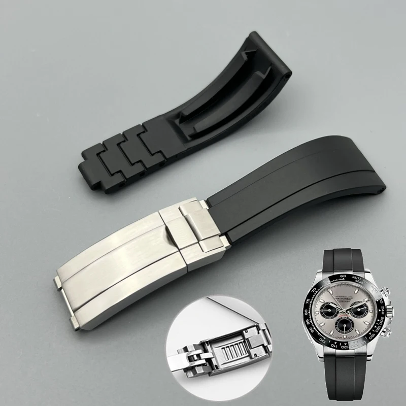 pulseira-de-borracha-curta-com-fivela-20mm-compativel-com-rolex-daytona-submariner-oysterflex-yacht-master-pequena-pulseira-de-silicone