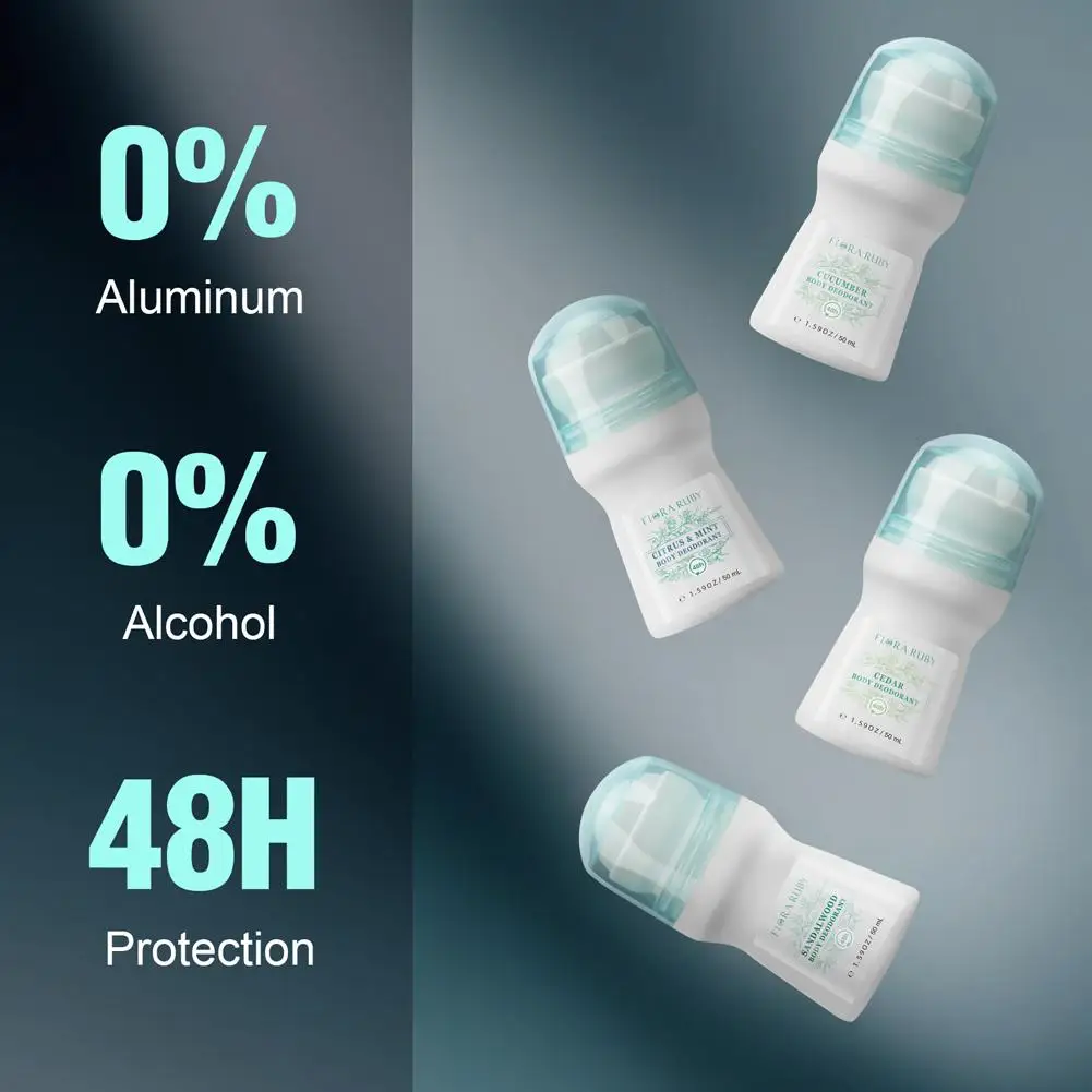 Aluminum Free Roll On Deodorant Fresh Scent Cucumber Cedar Sandalwood Citrus Mint For Men Women