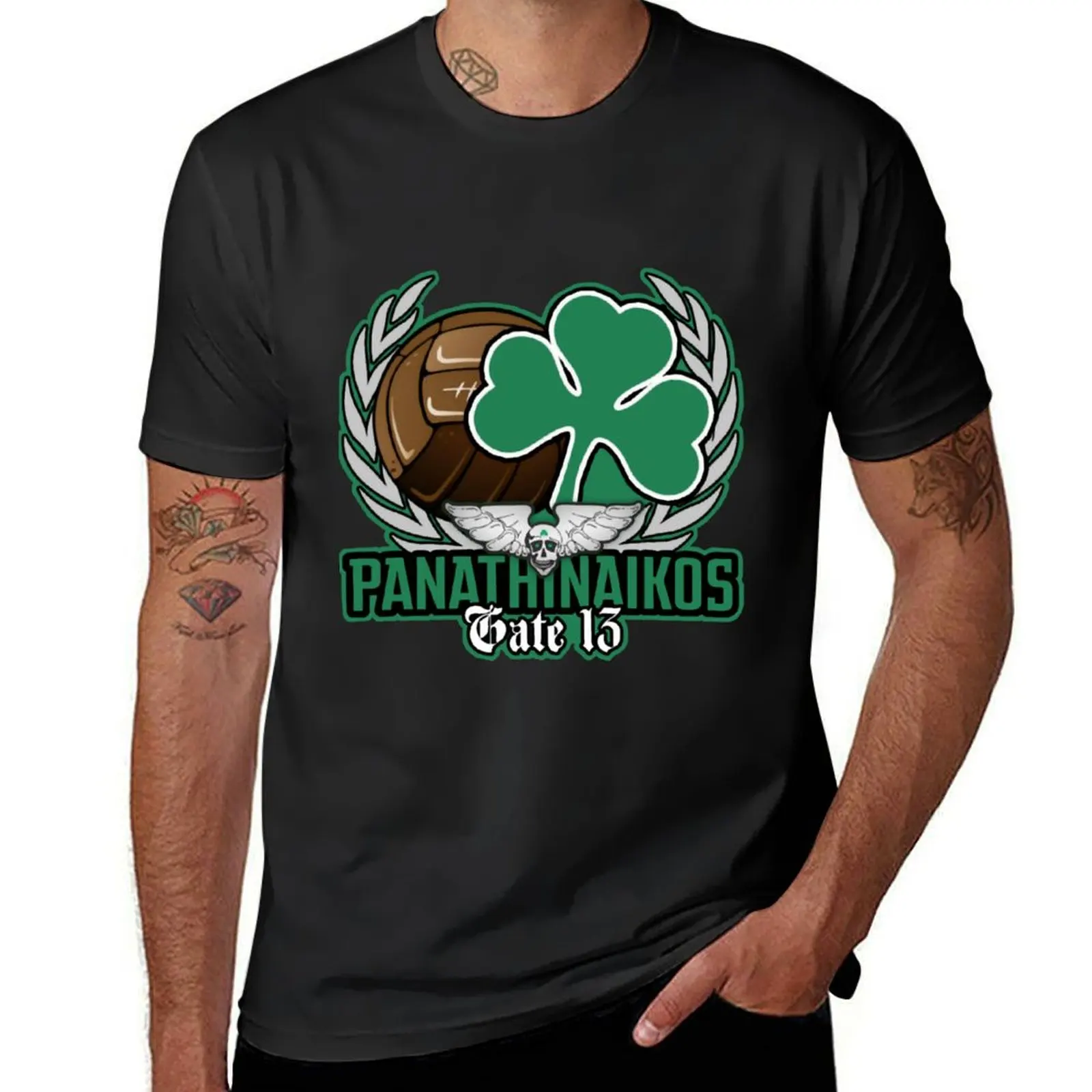 Panathinaikos Gate 13 1 T-Shirt summer top blacks quick-drying Men's cotton t-shirt