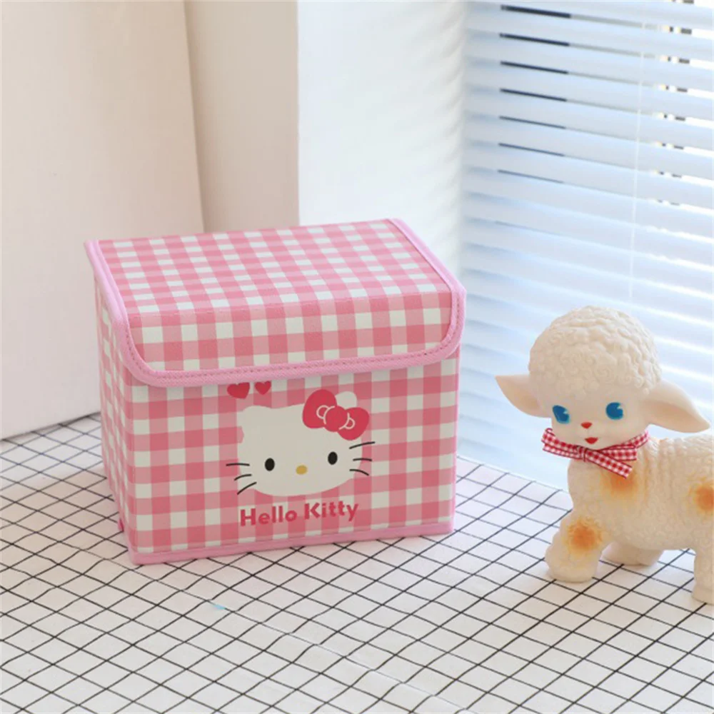 Sanrio Desktop Storage Box Hello Kitty Cinnamoroll Kuromi Toy Organizer Basket Sundries Underwear Cosmetic Stationery Organizer