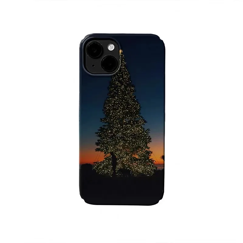 

Blue Orange Christmas Tree Atmosphere Phone Case for IPHONE 17Air 16E 15PROMAX 14Plus 13 12MINI 11 16Plus XR Acrylic Phone Cover