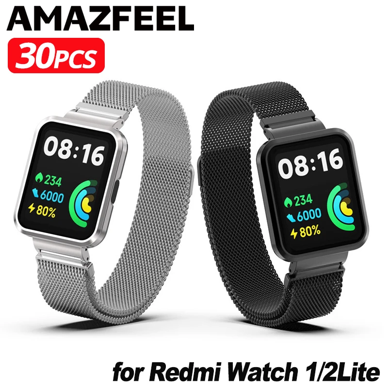 30Pcs Metal Bracelet For Redmi Watch 2 Lite Strap Magnetic Stainless Steel Band Case Protector Bumper Mi Watch Lite Wrist Strap