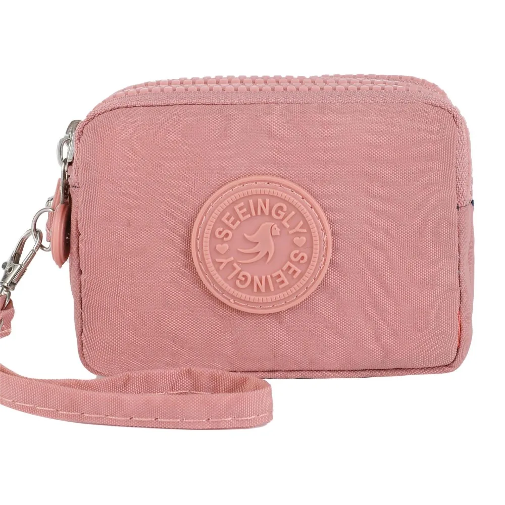 1Pcs Card Holder Coin Bags Large Capacity Three Layers Coin Purse Zipper Waterproof Coin Wallet